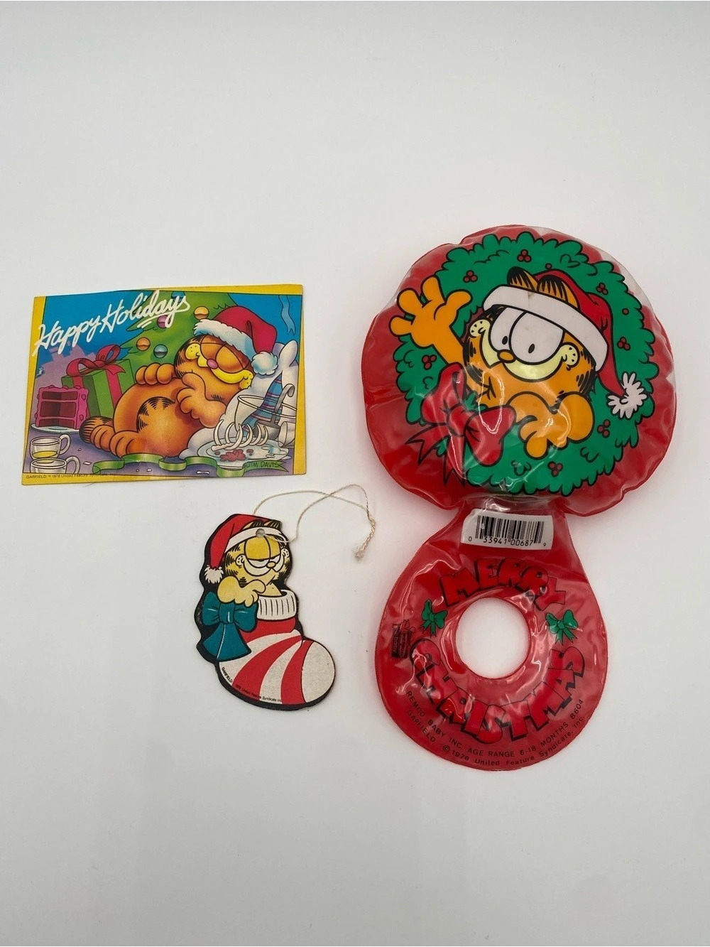Vintage Garfield Christmas Ornaments & Holiday Postcard